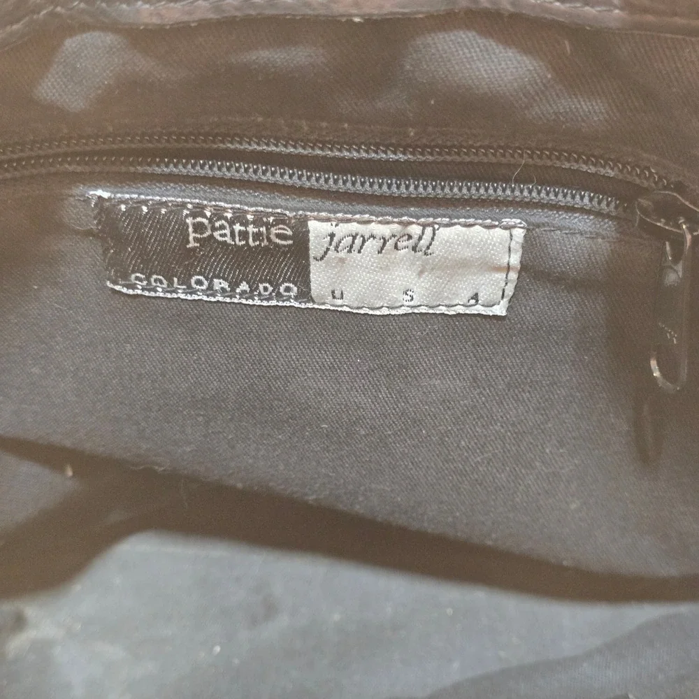 Vintage‎ Pattie Jarrell Colorado USA Black Leather Mini Backpack Drawstring Bag